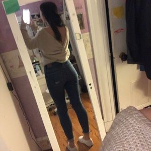 twisted backless cream sweater